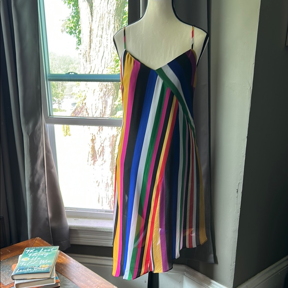 Bar III Multicolor Striped High Low Dress